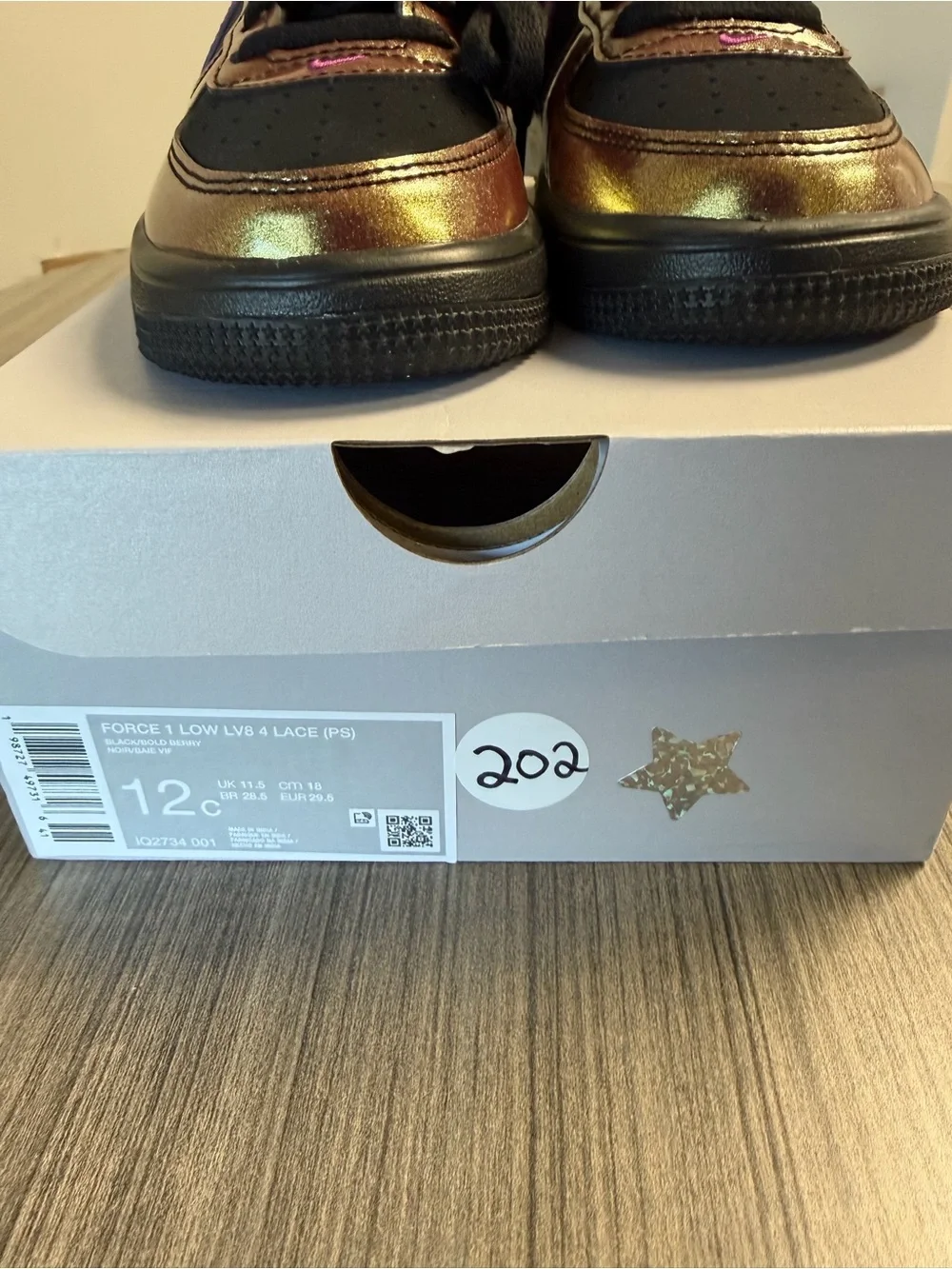 Nike Kids Iridescent Black Sneakers with Purple Accents